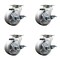Service Caster 4'' V-Groove Semi Steel Swivel Caster Set with Bronze Bearings and Brakes, 4PK SCC-20S420-VGBZ-TLB-4 - alternate 1